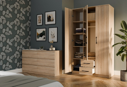 Szafa garderoba z lustrem KLAMBI 120CM - Dąb Sonoma