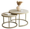 Zestaw dwóch okrągłych stolików MJU GOLD MIDI 70/50CM - Kaszmir/Złoty