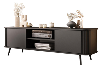 Szafka RTV z lamelami MOONLIGHT 150cm - Czarny