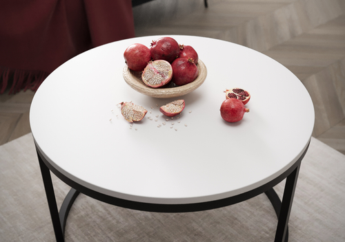 Stolik kawowy okrągły MJU ONE - Biel Mat