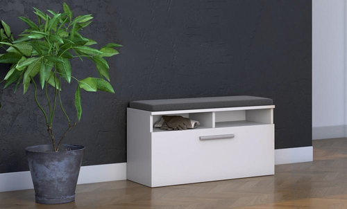 Szafka na obuwie z siedziskiem IVARO - Biel Mat