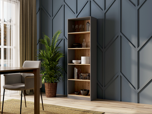 Regał LEMARI L60 - Antracyt / Dąb Artisan