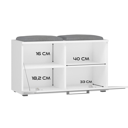 Szafka na obuwie z siedziskiem PALO - Biel Mat