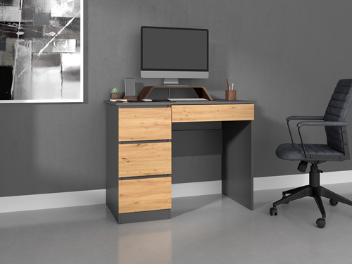 Biurko komputerowe DEVO D2 LEWE - Antracyt Dąb Artisan