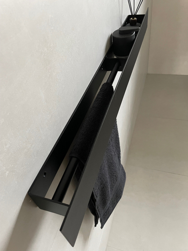 Wieszak Uchwyt na ręcznik wiszący z półką ALTRO L 100CM - Czarny