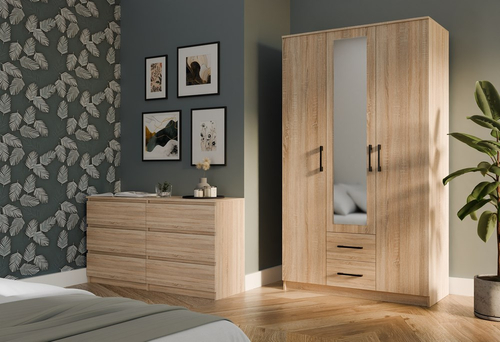 Szafa garderoba z lustrem KLAMBI 120CM - Dąb Sonoma