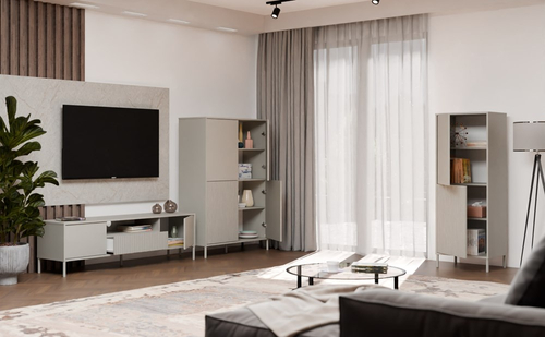 Witryna z lamelami 53cm MISEL 1L1G - Dąb Artisan/Czarny