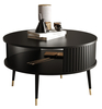 Stolik kawowy okrągły MOONDAY LUXORY - Czarny/Lamele Czarne