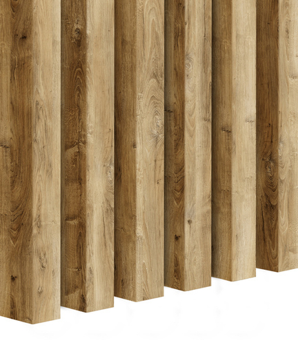 Stolik kawowy okrągły SUNDAY - Blat Beton Czarny / Lamele Dąb Lancelot