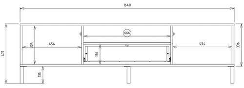Szafka RTV z lamelami MISEL 164 cm - Dąb Artisan/Czarny
