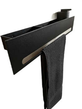 Wieszak Uchwyt na ręcznik wiszący z półką RETTO - Czarny