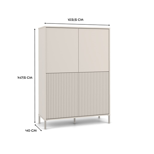 Witryna z lamelami 103cm MISEL 2L2G - Kaszmir