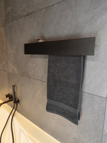 Wieszak Uchwyt na ręcznik wiszący z półką ALTRO P 60CM - Czarny