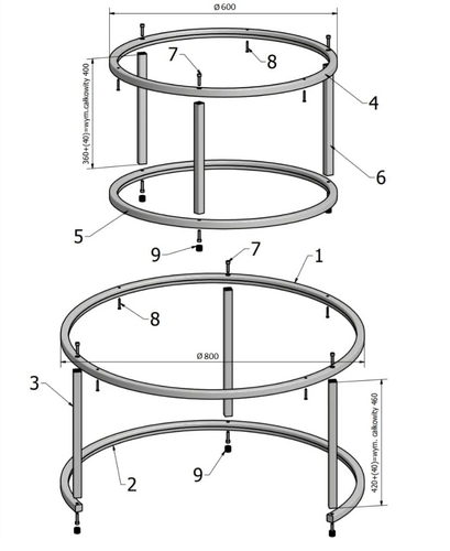 Zestaw dwóch okrągłych stolików MJU GOLD - Kaszmir