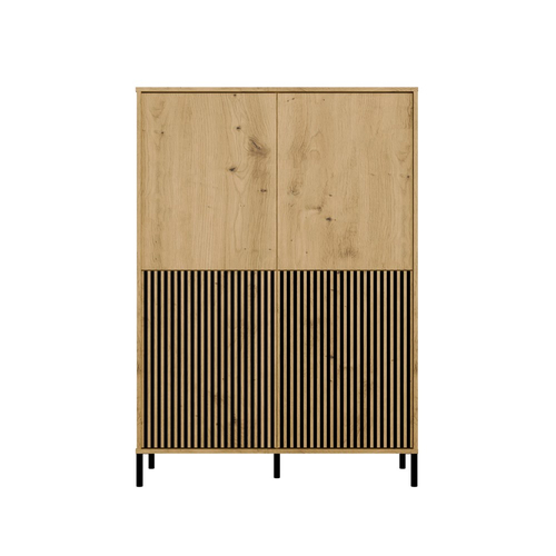 Witryna z lamelami 103cm MISEL 2L2G - Dąb Artisan/Czarny