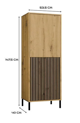 Witryna z lamelami 53cm MISEL 1L1G - Dąb Artisan/Czarny