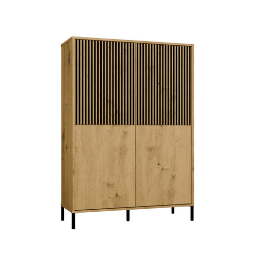 Witryna z lamelami 103cm MISEL 2L2G - Dąb Artisan/Czarny