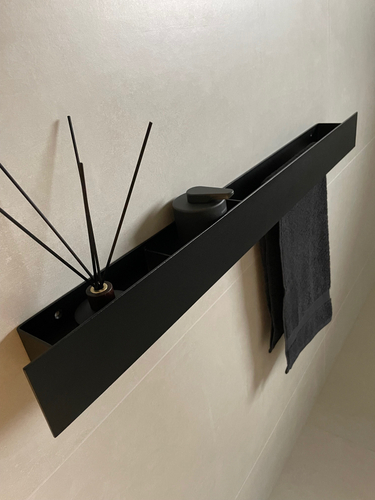 Wieszak Uchwyt na ręcznik wiszący z półką ALTRO P 100CM - Czarny