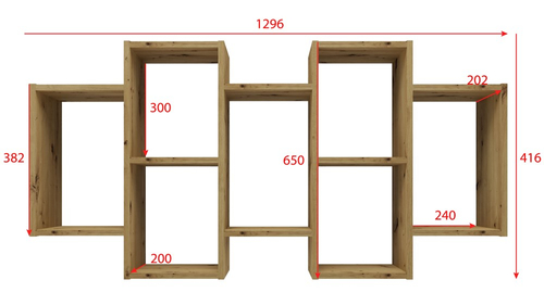 Regał wiszący ścienny RICKY - Dąb Artisan