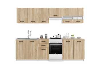 Zestaw mebli kuchennych CUCINA PLUS 38 - Dąb Sonoma/ blat Dąb Sonoma