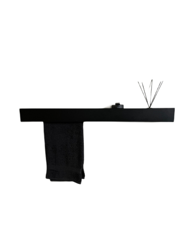 Wieszak Uchwyt na ręcznik wiszący z półką ALTRO L 100CM - Czarny