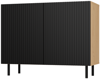 Komoda z ryflowanymi frontami ORON SLIM - Dąb Artisan/Czerń Mat
