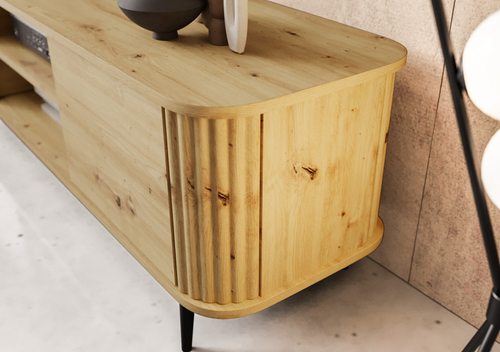 Szafka RTV z lamelami MOONLIGHT 150cm - Dąb Artisan