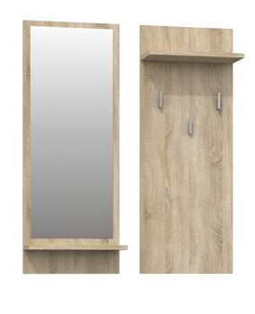 Wieszak z lustrem IVARO - Dąb Sonoma