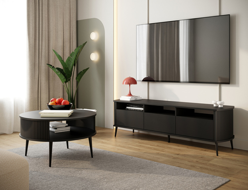 Szafka RTV z lamelami MOONDAY 150cm - Czarny