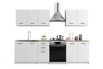 Zestaw mebli kuchennych CUCINA 38 - Biały mat/ blat Dąb Sonoma  - 200 cm