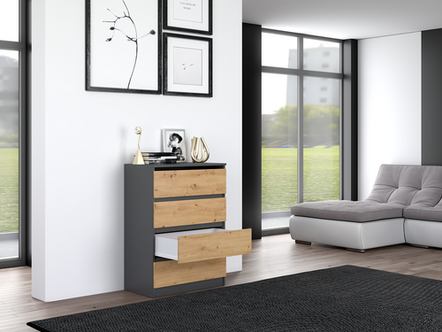 Komoda MALWIN S4 70CM - Antracyt / Dąb Artisan