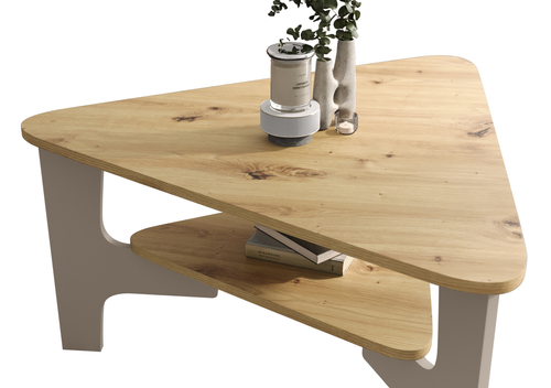 Stolik kawowy trójkątny narożny TIPPO XS - Dąb Artisan/Kaszmir