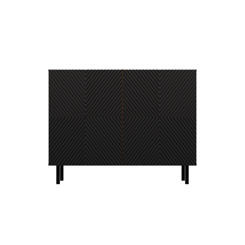 Komoda z ryflowanymi frontami ORON 4X - Dąb Artisan/Czerń Mat