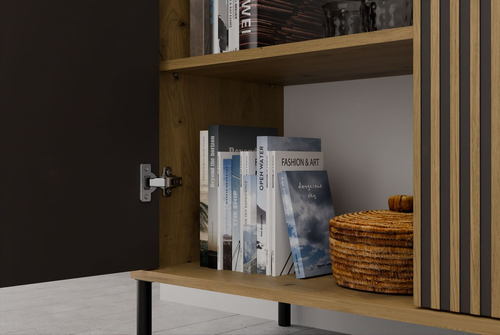 Komoda z Lamelami 103cm MISEL 2L - Dąb Artisan/Czarny