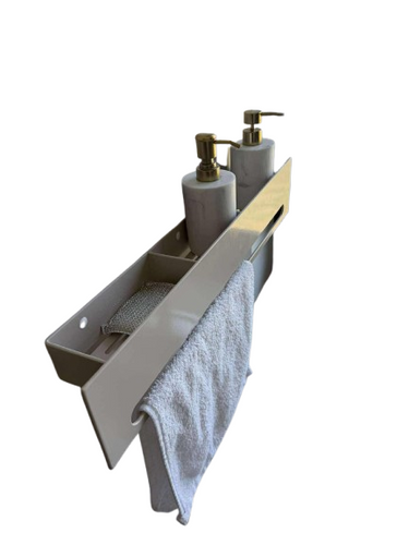 Uchwyt na ręcznik wiszący z półką RETTO - Kaszmir Połysk