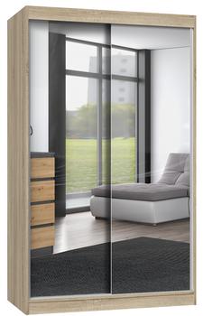 Szafa Przesuwna Dwudrzwiowa z Lustrami GAIKO 120CM - Dąb Sonoma