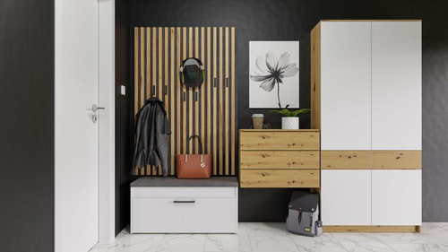 Szafka na obuwie z siedziskiem LARMA - Biel Mat