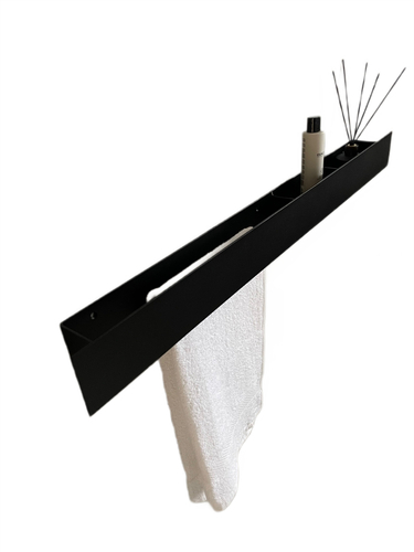 Wieszak Uchwyt na ręcznik wiszący z półką ALTRO L 100CM - Czarny