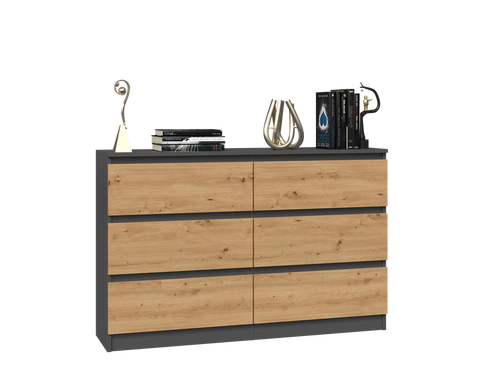 Komoda MALWIN S6 120CM - Antracyt / Dąb Artisan