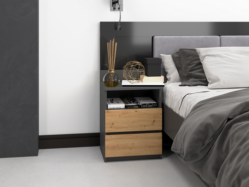 Szafka nocna MALWIN S1 - Antracyt / Dąb Artisan