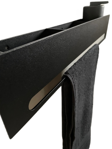 Wieszak Uchwyt na ręcznik wiszący z półką RETTO - Czarny