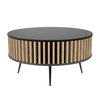 Stolik kawowy okrągły SUNDAY - Czarny blat / Lamele Dąb Fornitury