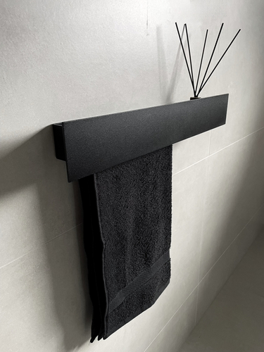 Wieszak Uchwyt na ręcznik wiszący z półką ALTRO L 60CM - Czarny