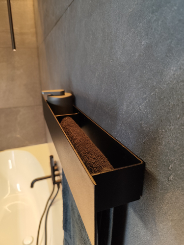 Wieszak Uchwyt na ręcznik wiszący z półką ALTRO P 60CM - Czarny