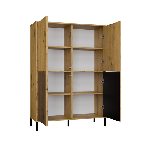 Witryna z lamelami 103cm MISEL 2L2G - Dąb Artisan/Czarny