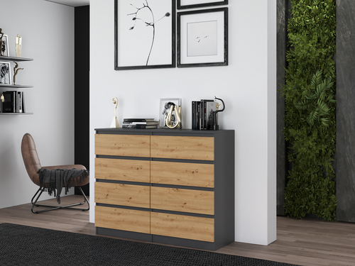 Komoda MALWIN S8 120CM - Antracyt / Dąb Artisan