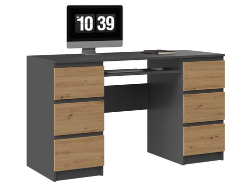 Biurko komputerowe ABBA - Antracyt / Dąb Artisan