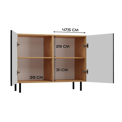 Komoda z ryflowanymi frontami ORON 4X - Dąb Artisan/Czerń Mat