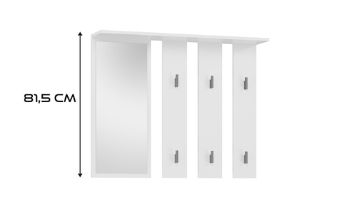 Wieszak ścienny z lustrem LARMA - Biel Mat