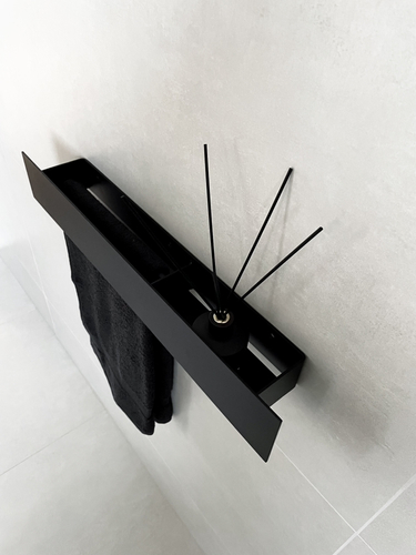 Wieszak Uchwyt na ręcznik wiszący z półką ALTRO L 60CM - Czarny